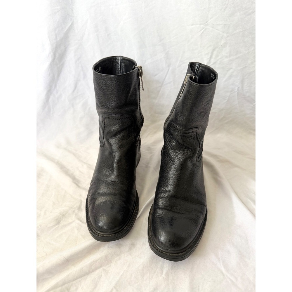 Gucci Black Pebbled Leather Side Zip Ankle Moto Boots Womens 37.5 - Picture 3 of 8